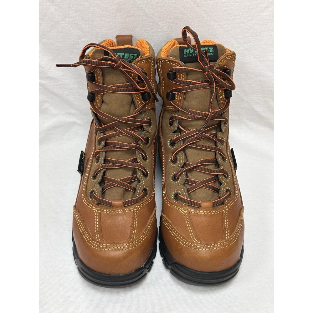 HYTEST Safety Footwear Brown Leather Waterproof Work Boots Mens Size 6 NWOB